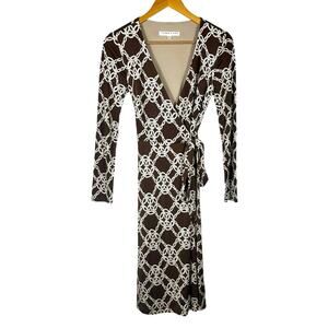 Trina Turk Silk Long Sleeve Wrap Dress Size Small